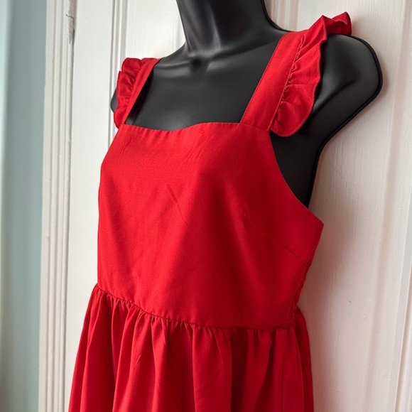 SHEIN Dresses & Skirts - #43 Red Sundress with Smocking and Ruffle Sleeves